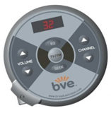 The bve tv remote control is shown on a white background.