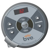 The bve tv remote control is shown on a white background.