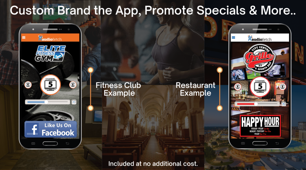 AudioFetch for fitness club and restaurant