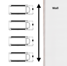 A diagram showing the dimensions of a truck and a wall.