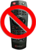 A no remote control sign on a white background.